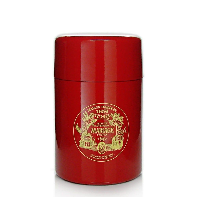 Empty Tea Canister Red And Lacquered 150g