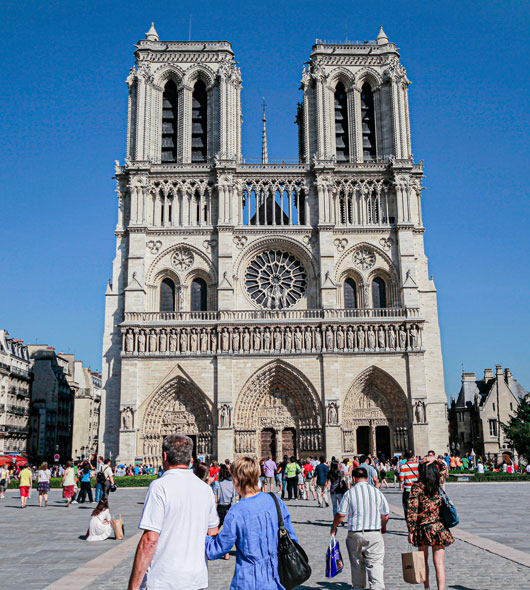 Personnes devant Notre Dame de Paris